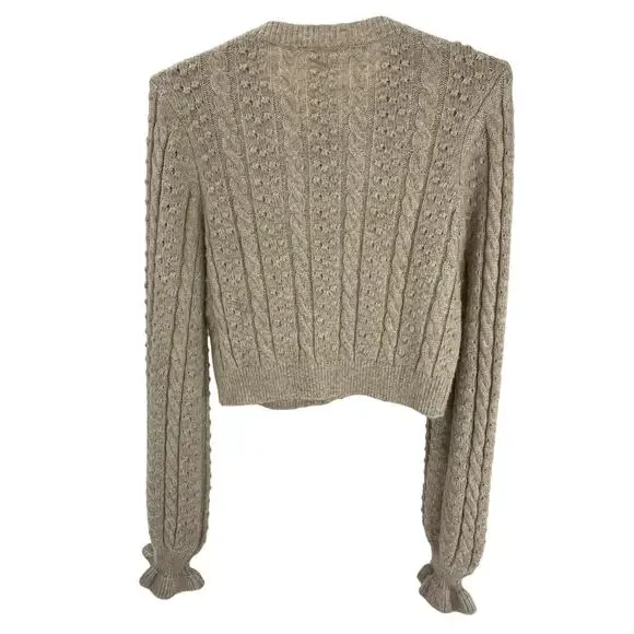 Tularosa Cropped Beige Palmira Cardigan Size S - Picture 3 of 4